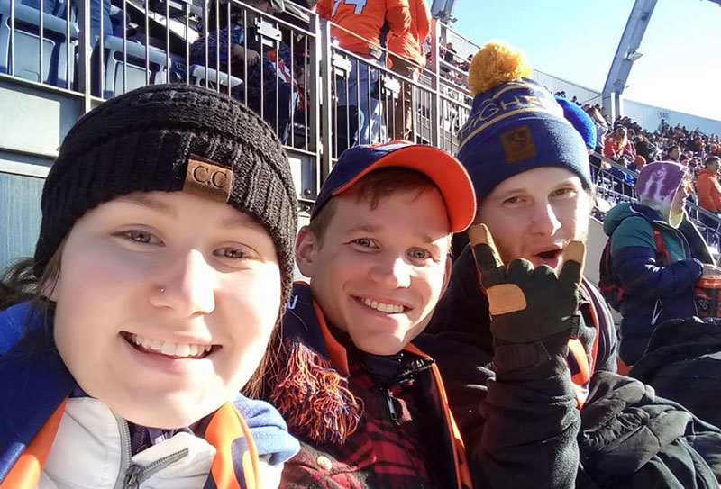 Nick Rietz at a Broncos game with family