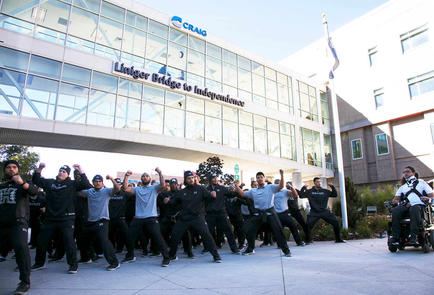Football Team From University Of Hawaii Visited Teammate, Kalepo Naotaia, During Spinal Cord Injury Rehabilitation Craig Hospital
