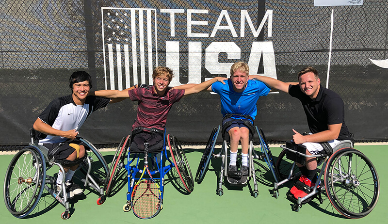 Jason Keatseangsilp with Team USA wheelchair tennis.